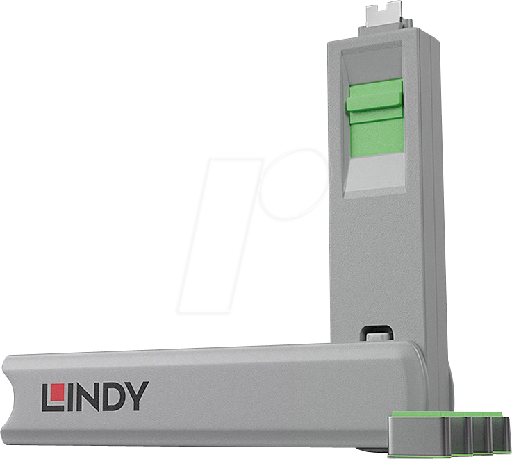 LINDY 40426 - USB-C-Port Schloss (1x Schlüssel, 4x Schlösser), grün