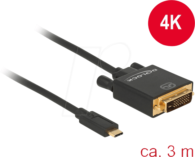 DELOCK 85322 - USB Kabel, C Stecker auf DVI 24+1 Stecker, DP-Alt Mode, 3 m