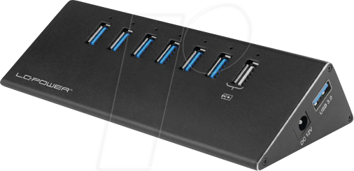 LC-HUB-ALU-2B-7 - USB 3.0 Hub, 6+1-Port, Schwarz, inkl. Netzteil