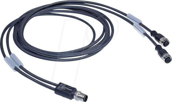 L2W 200200-09 - Y Verteiler M12 mit Kabelabgang (2x 2m), A-kodiert