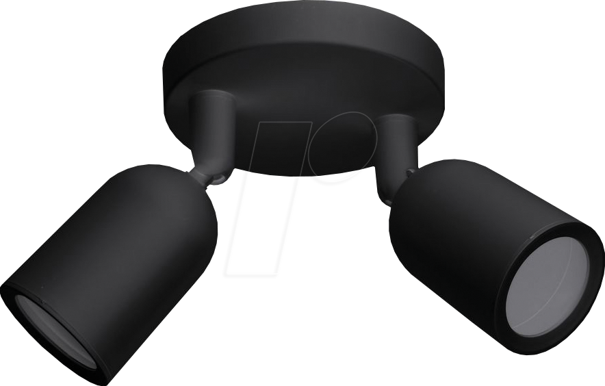 OPT 2024 - Deckenleuchte, GU10, rund, schwenkbar, schwarz, 2 Spots