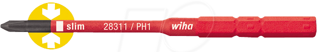 Thumbnail - WIHA 34583 - Bit Kreuzschlitz (PH), 1 x 75 mm, SoftFinish® electric slimBit