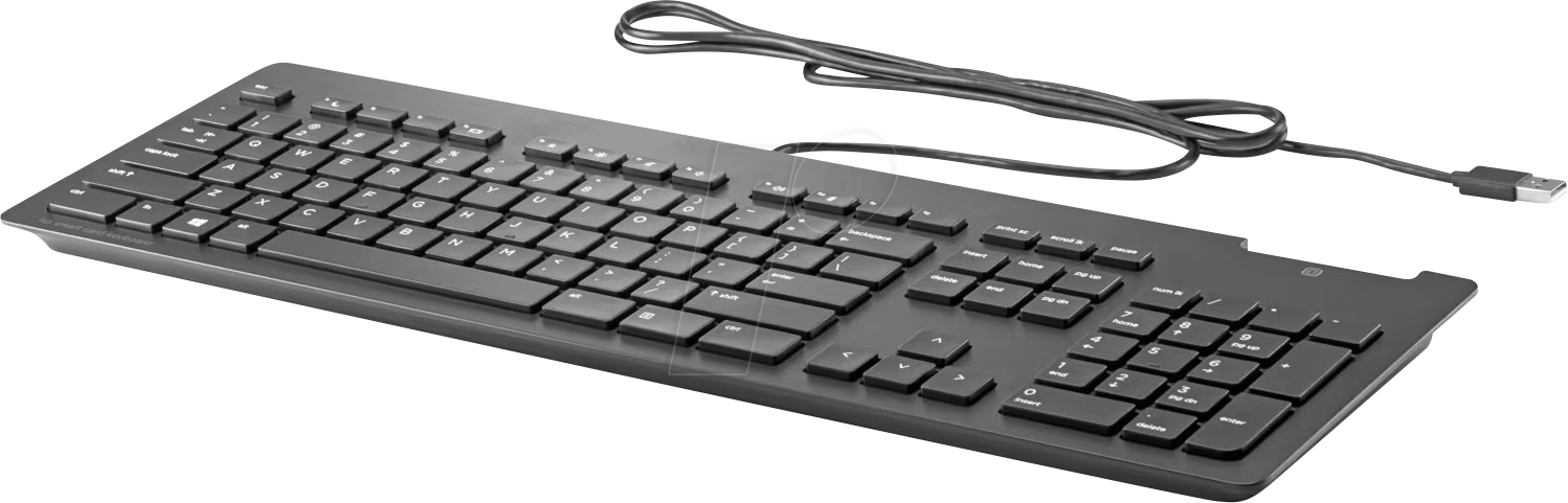Thumbnail - HP Z9H48AA - Tastatur, USB, Smart-Card, schwarz, Layout: DE