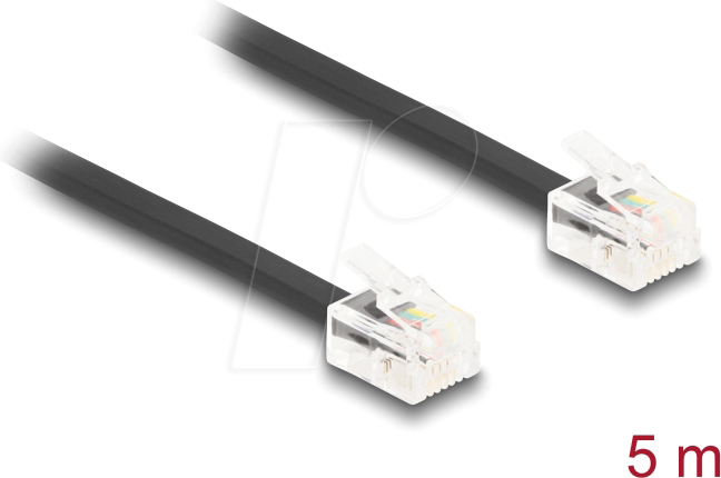 DELOCK 90620 - Telefonkabel RJ11 Stecker / Stecker, schwarz, 5 m