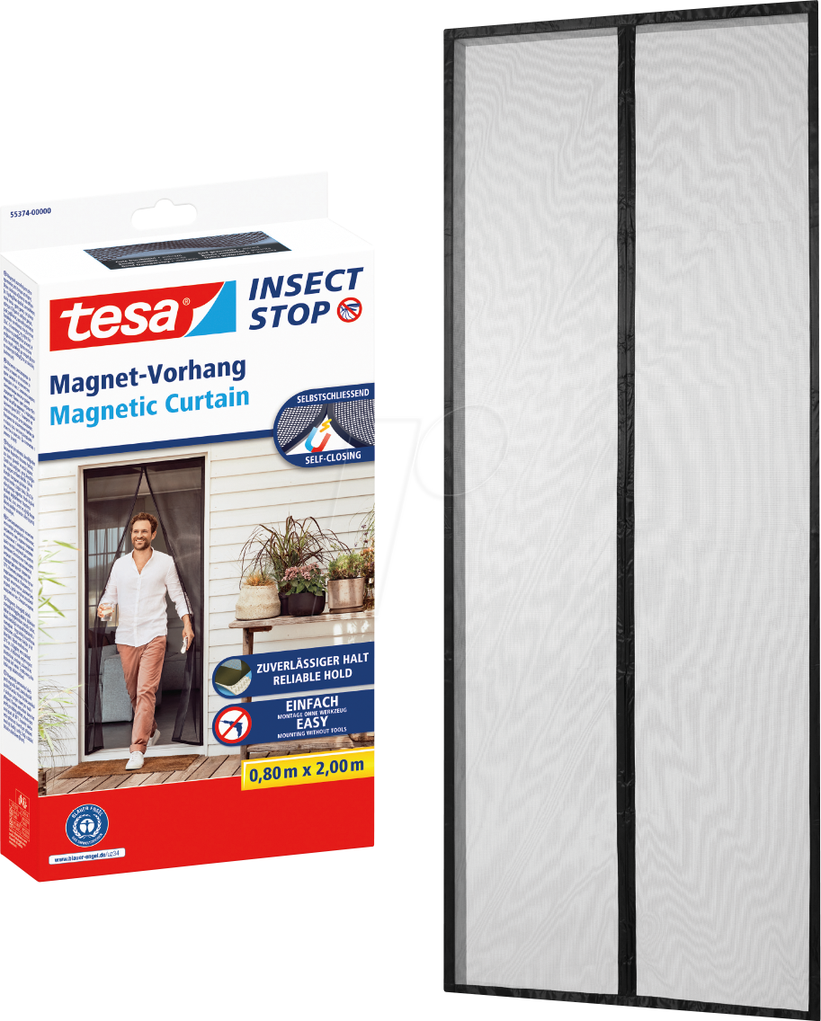 TESA 55374 - tesa® Insektenschutz Magnetvorhang 0,8 m x 2 m, anthrazit