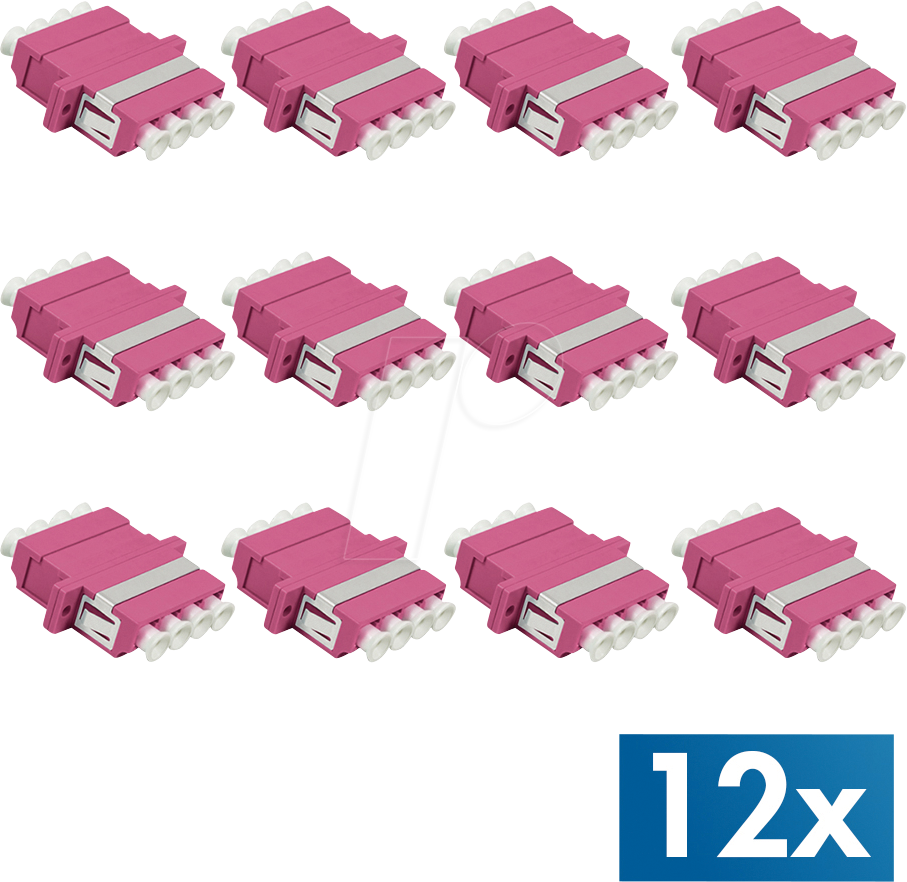 LOGILINK FA04LC7 - LWL Kupplung LC Quad, mit Flansch, 12 Stück
