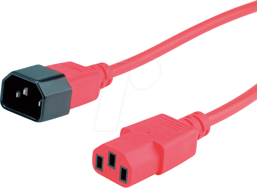 NKKV 200 RT - Netzkabelverlängerung, C14, 1,8 m, rot, C13