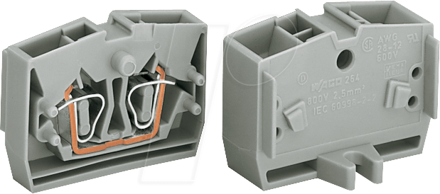 WAGO 264-326 - Mittelklemme, 2-Leiter, 1-pol, Ø 0,08 - 2,5 mm