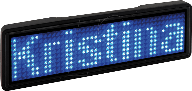 LED NAME SW BL - LED Name Tag, 11x44 Pixel, USB, Rahmen schwarz, LED blau