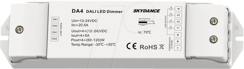 OPT AC6372 - Controller, LED-Streifen, Dimmer DALI, 4 Kanal