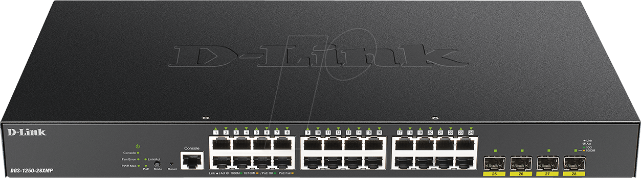 Thumbnail - D-LINK 12528XMPE - Switch, 28-Port, Gigabit Ethernet, 4x SFP+