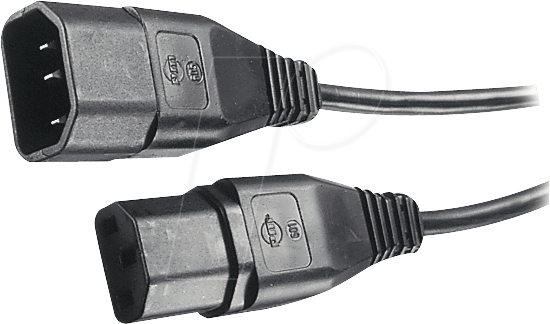 NKKV 150 SW - Netzkabelverlängerung, C14, 1,5 m, schw, C13