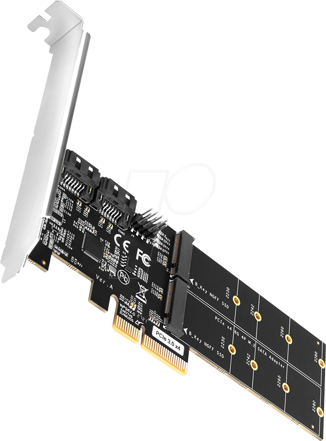 AXG PCES-SA4M2 - PCIe x2 > 2x SATA, 2x M.2 SATA