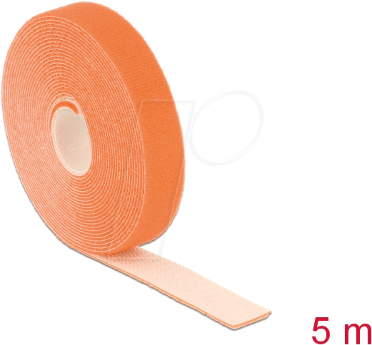 DELOCK 18747 - Klettband auf Rolle, 5 m x 20 mm, orange
