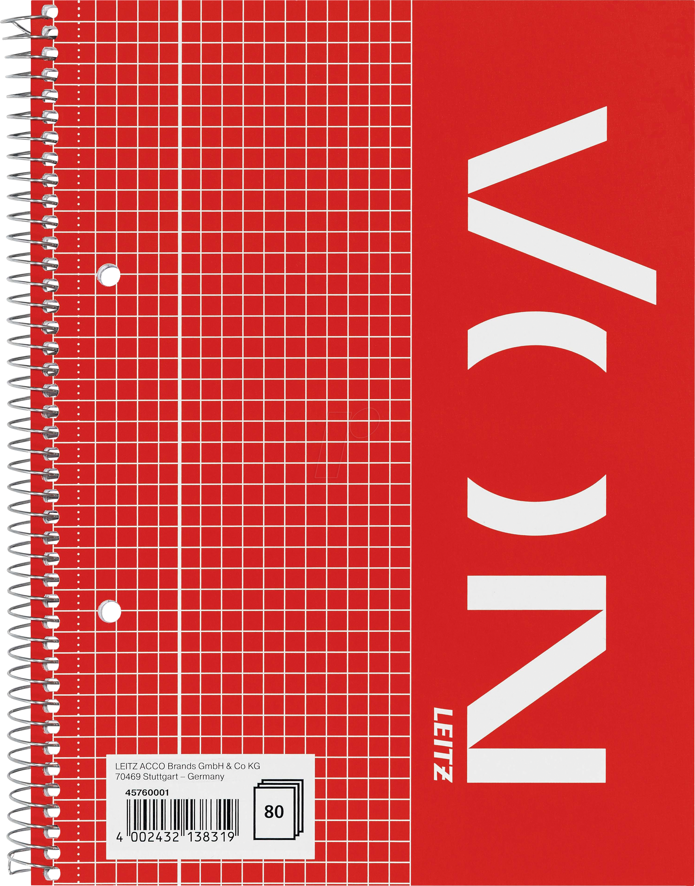 VONL 45760001 - Collegeblock A5, kariert, Rand links, 80 Blatt