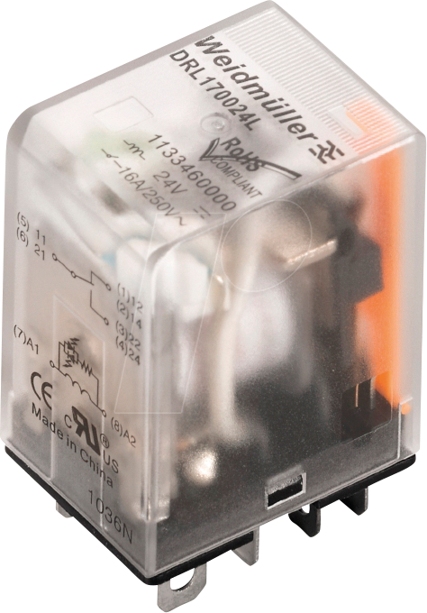 DRL 270524 L - Leistungsrelais, 24 V AC, 10 A, 2 Wechsler