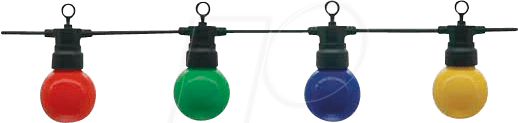 OPT OT5092 - LED-Lichterkette, 20 Leuchtmittel, bunt, 10 m, schwarz