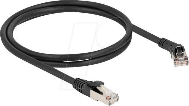 DELOCK 80637 - Patchkabel Cat.8.1 S/FTP, 45° rechts / gerade, 1 m, schwarz