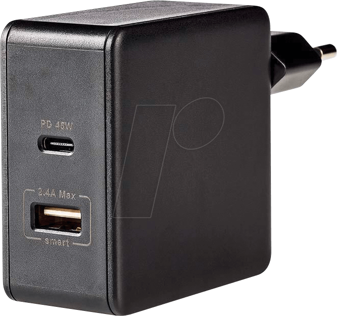 N WCPD45W100BK - USB-Ladegerät, 5 - 20 V, 3000 mA, USB-C, 45 W, schwarz