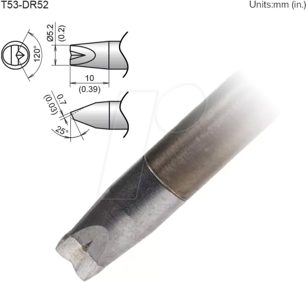 HAK T53-DR52 - Aktiv-Lötspitze T53-DR52, 5,2 mm, meißel, rille