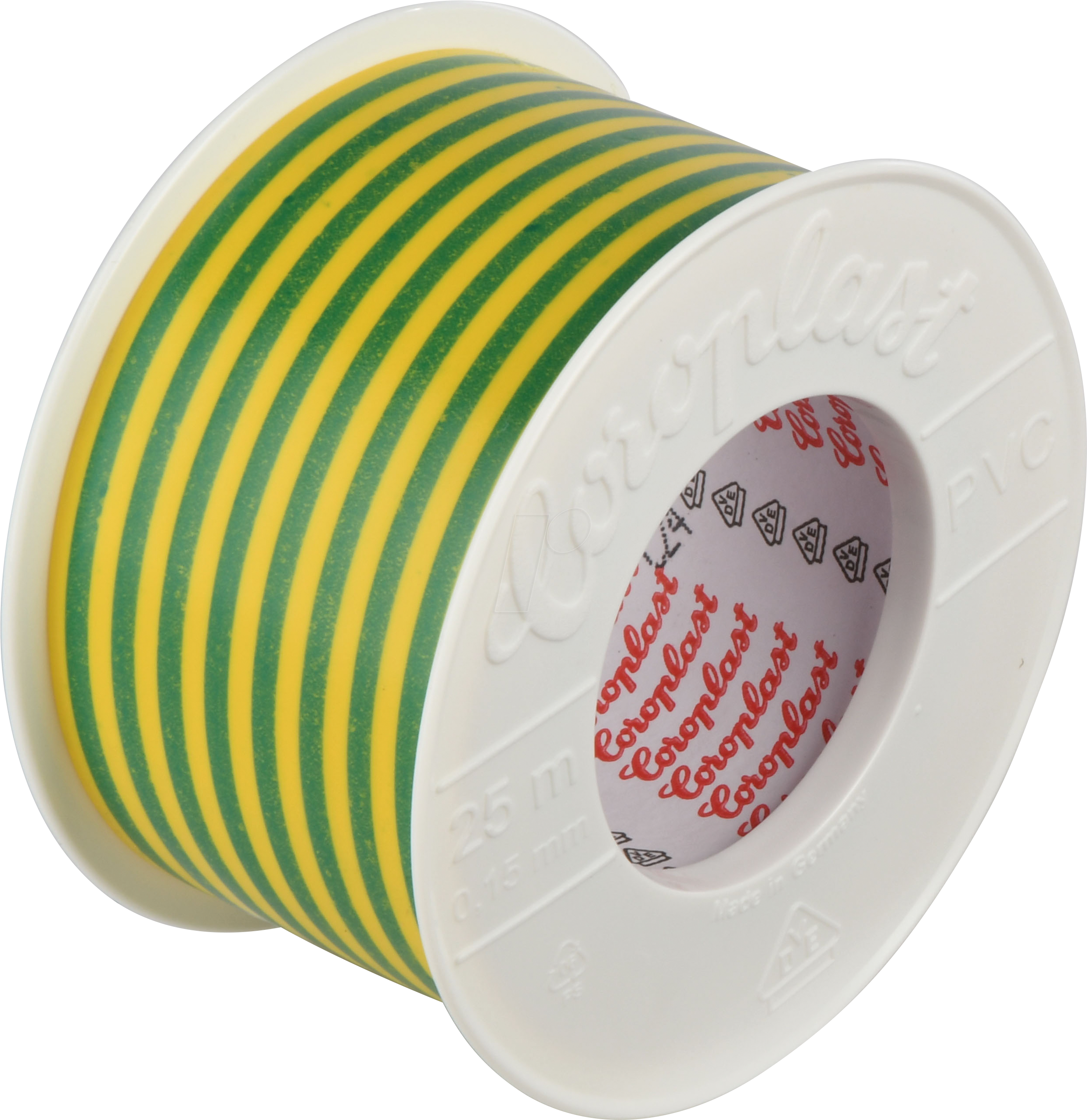 CORO 2071 - Elektroisolierband 302 KB4, 25 m, 50 mm, grüngelb