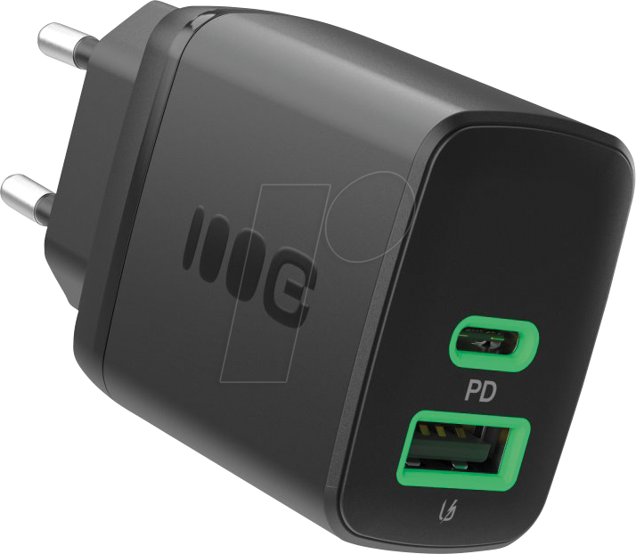 GC CHARB-30AC-B - USB-Ladegerät, 30 W, 1x USB-C, 1x USB-A, schwarz