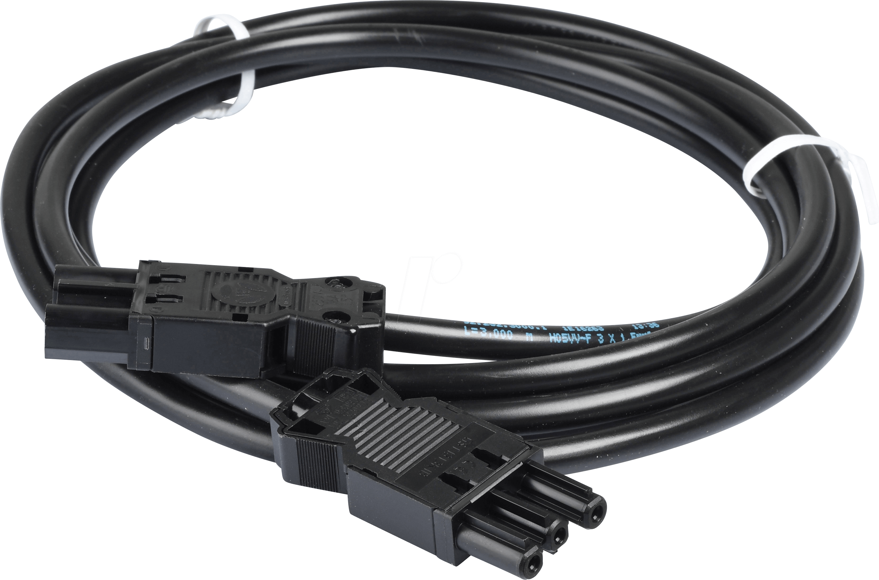 GST 18-3KBS1 SW3 - Verbindungsleitung, 3-pol., St.-Bu., 3 m, sw, 1,5mm²