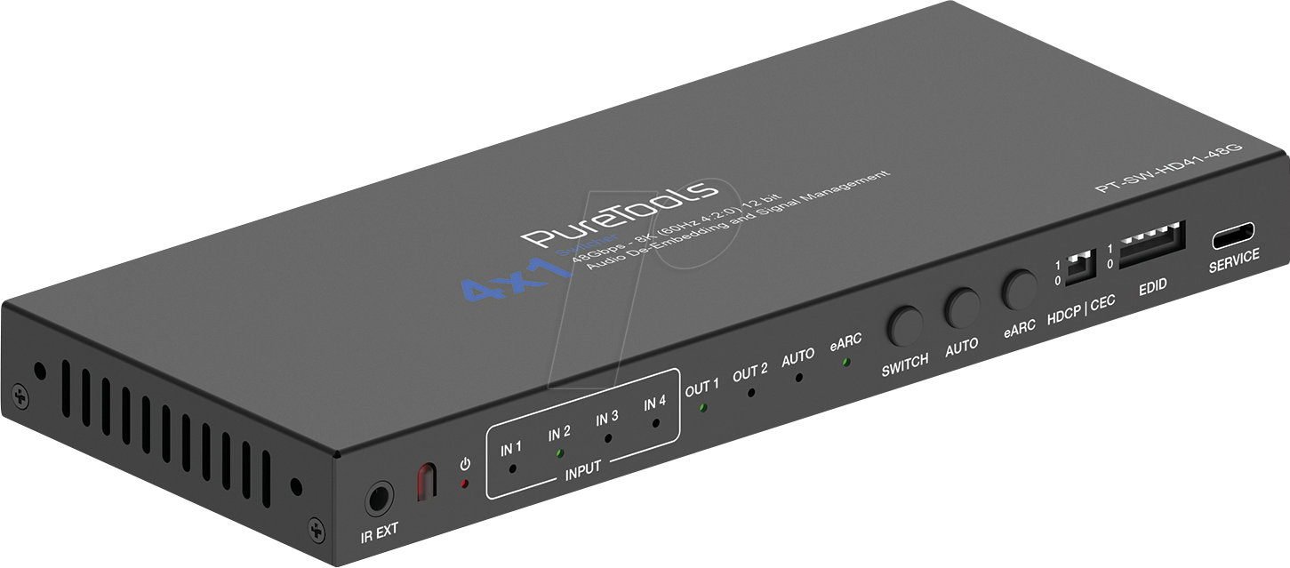 Thumbnail - PT-SW-HD41-48G - HDMI Switch, 4 Port, 48 Gb/s, 8K 60 Hz