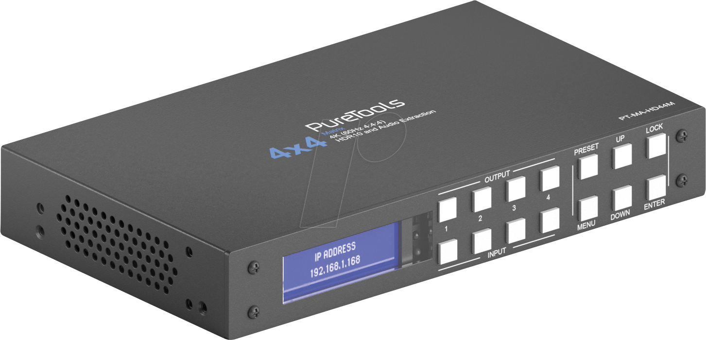 Thumbnail - PURE PT-MA-HD44M - PureTools - HDMI Matrix 4x4, 4K HDR + Audio Extraction