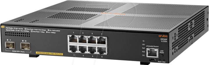HP 2930F-8G-PPSP - Switch, 10-Port, Gigabit Ethernet, PoE+, 2x SFP+