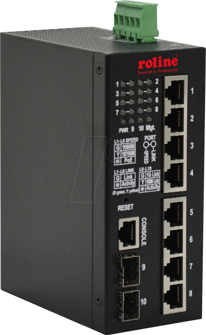 ROLINE 21131131 - Switch, 10-Port, Gigabit Ethernet, PoE+