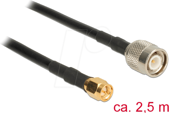 DELOCK 89510 - HF Antennenkabel, TNC Stecker > SMA Stecker, 2,5 m