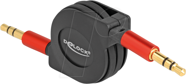 DELOCK 85369 - Kabel 3,5 mm 3 Pin Klinkenstecker auf Stecker, aufroll, 0,90 m