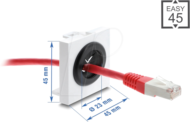 DELOCK 91075 - Easy 45 Kabeldurchführung rund Ø, 23 mm, weiß / schwarz