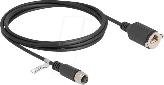 DELOCK 80435 - M12 Kabel A-kodiert 8 Pin Buchse zu RJ45 Buchse , 2 m