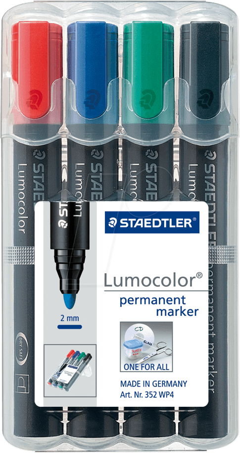 STAEDTLER 352C4 - Permanent Marker, 2 mm, Set, 4 Farben