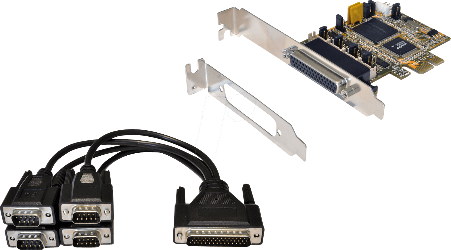 EXSYS EX-44384 - EXSYS PCIe Karte 4S Seriell RS-232 + Kabel, Bügel
