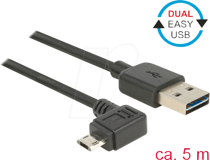 DELOCK 85562 - Easy USB 2.0 Kabel, A Stecker auf Micro B Stecker, 5 m