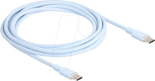 DELOCK 81235 - USB 2.0 Kabel, C Stecker > C Stecker, Silikon, blau, 2,5 m