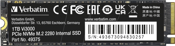 VERBATIM 49375 - Verbatim Vi3000 PCIe NVMe M.2 SSD 1 TB
