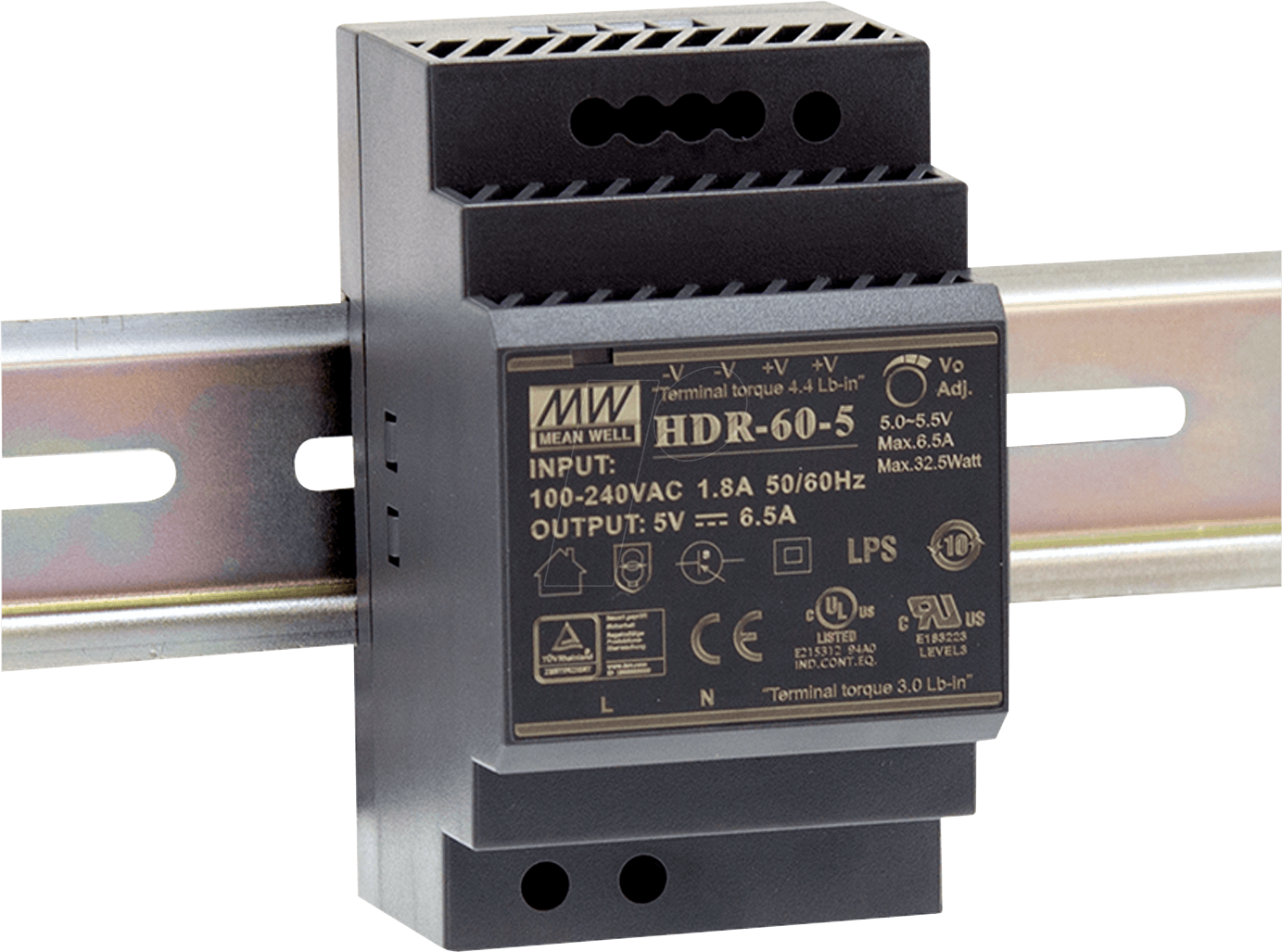 Thumbnail - MW HDR-60-15 - Schaltnetzteil, Hutschiene, 60 W, 15 V, 4 A