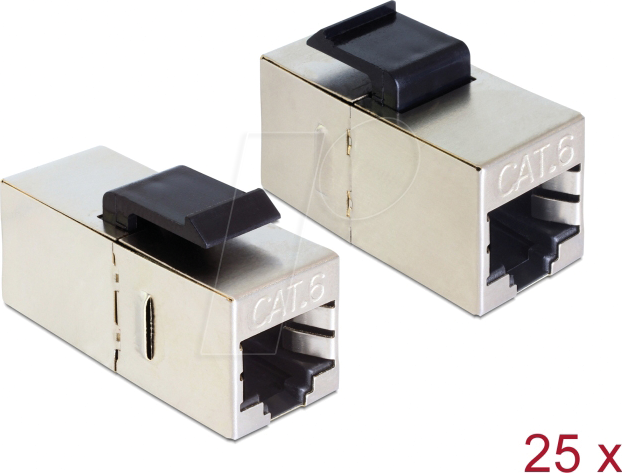 DELOCK 86626 - Keystone Modul RJ45 Buchse > Buchse, Cat.6, 25 Stück