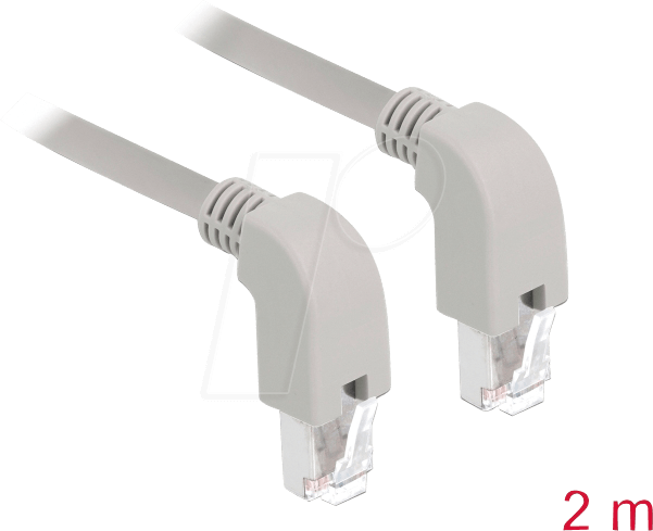 DELOCK 85878 - Patchkabel Cat.6A S/FTP unten/unten gewinkelt 2 m