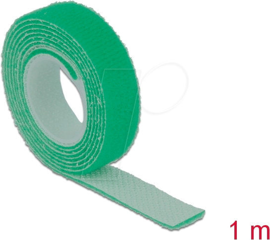 DELOCK 18725 - Klettband auf Rolle, 1 m x 13 mm, grün