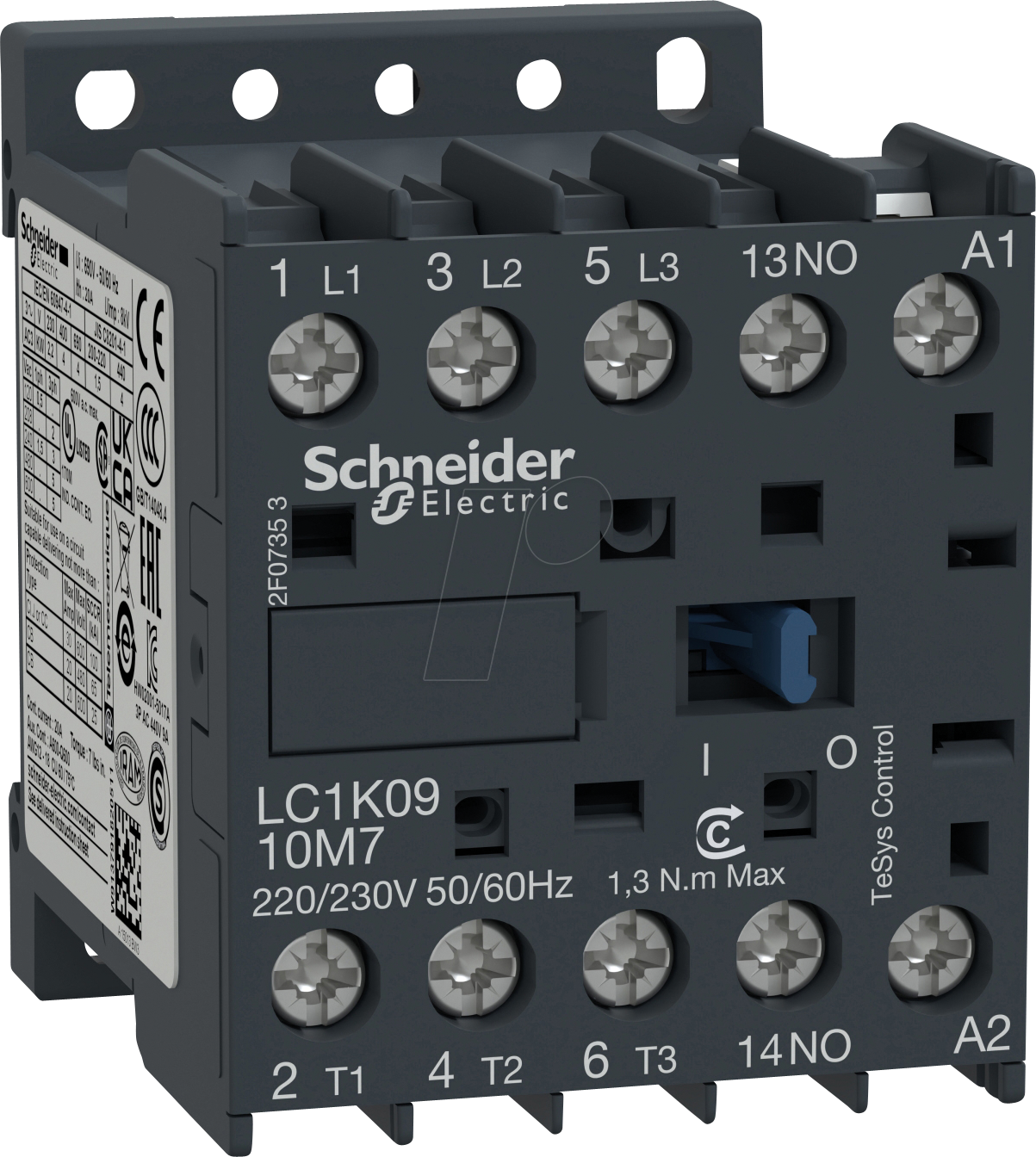 Thumbnail - LC1K0910P7 - Leistungsschütz, TeSys K, 3+1 NO, 4 kW, 9 A