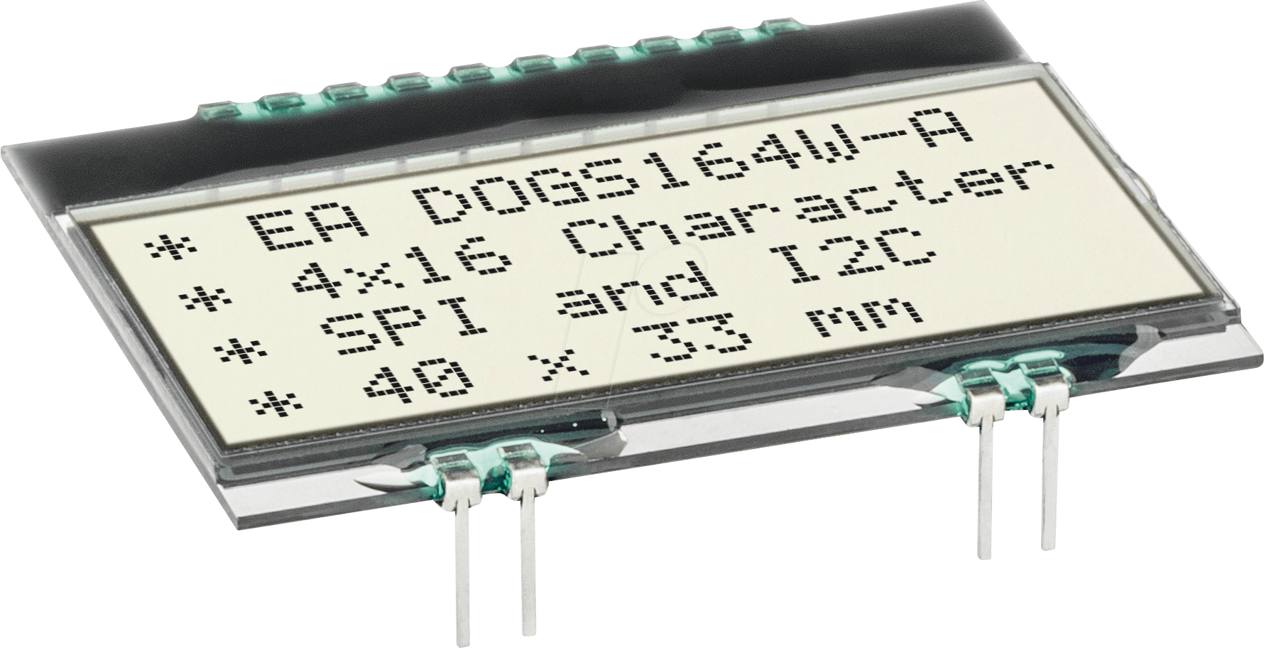 Thumbnail - EA DOGS164W-A - LCD-DOG-Textmodul, 4x16 Zeichen, H 3,2mm, 40x33 mm, weiss