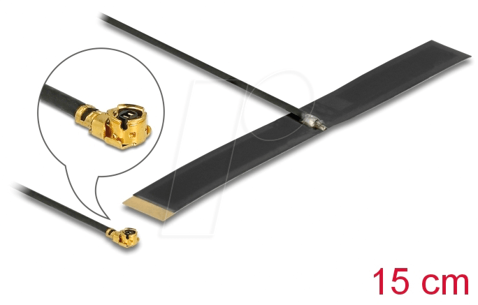 Thumbnail - DELOCK 12614 - Antenne LPWAN MHF® I Stecker -0,38 dBi 15 cm 1.13 FPC schwarz