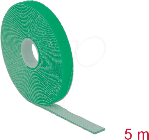 DELOCK 18727 - Klettband auf Rolle, 5 m x 13 mm, grün