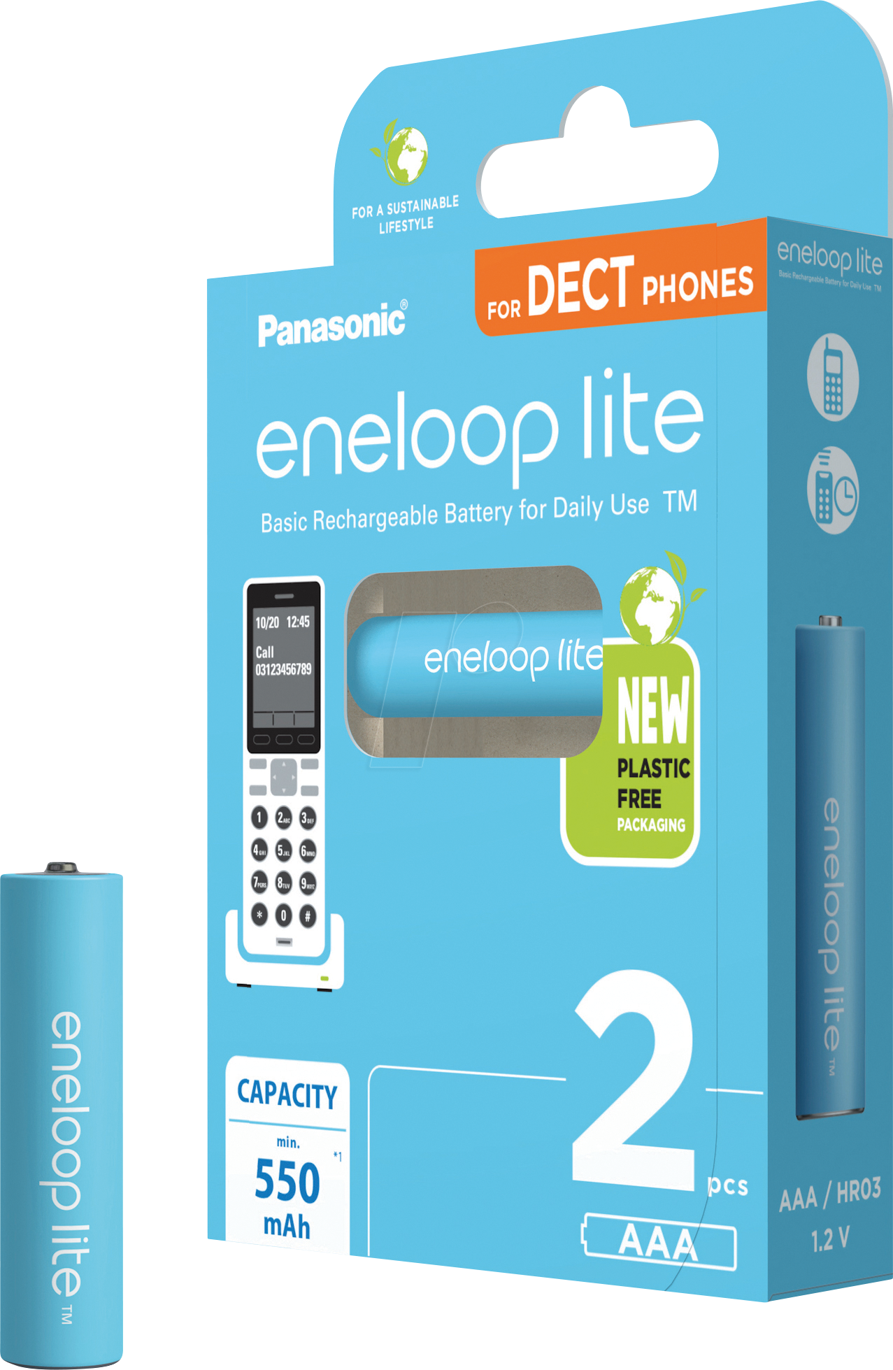 ENELOOP L 2XAAAC - eneloop lite, NiMh Akku, AAA (Micro), 550 mAh, 2er-Pack, DECT