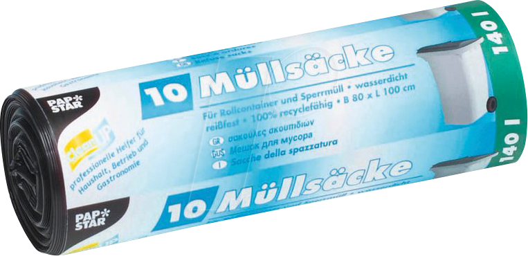 PAPSTAR 12396 - PAPSTAR Müllbeutel, CleanUp 10 Stk, 140 Liter